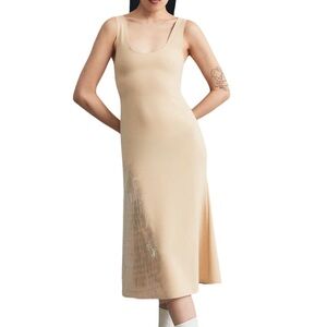 NEW A.W.A.K.E. MODE BEIGE FITTED TANK MIDI DRESS